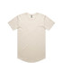 A beige Staple Curve Tee featuring a rounded hem and short sleeves, with a small logo on the neckline.
