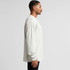 A long-sleeve, faded tee in light grey, displayed from the side with a model featuring a branded logo.