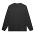 A black long-sleeve tee with a simple design and cuffed sleeves. It features a logo but is primarily plain at the back.