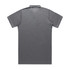 A grey polo shirt featuring a classic collar and short sleeves, with a logo on the back.