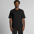A black t-shirt with short sleeves, featuring a basic design and a logo.