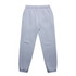 Light grey track pants with an elastic waistband and cuffs. Features side pockets and branding.