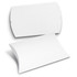 An extra large white pillow box with a curved design, featuring a flap closure and a logo.