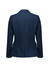 A navy women's mid-length jacket featuring a single button and tailored design, with a logo on the back.