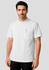 A white men's jacket with a modern design, featuring a pocket and button detail on one shoulder.