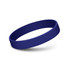 A purple silicone wristband with a smooth, debossed design and a logo.