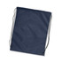 A navy drawstring backpack with black cords for closure and a simple, solid design.