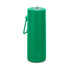 A drink bottle in a vibrant green colour, featuring a handle and a metal opening at the top for easy access.