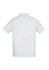 A white short sleeve polo shirt with a back view, featuring a logo. Ideal for casual wear.