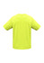 A bright yellow short sleeve tee with a plain back. The shirt features a logo.