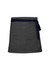 A dark grey waist apron with a navy tie, featuring a large pocket on the front.