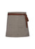 An olive green waist strap with a brown tie, featuring a pocket on the front. It has a logo on the waistband.