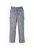 Classic unisex scrub cargo pants in grey, featuring an elastic waistband and multiple side pockets.