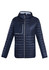 A navy unisex patrol jacket featuring a zip-up front and a chest pocket, with a contrasting grey lining.