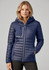 A navy unisex patrol jacket with a hood, featuring a zippered front and a chest pocket, with a logo.