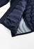 A unisex patrol jacket in navy blue, featuring a quilted lining and an interior texture pattern. It includes a logo.