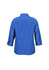 A women's 3/4 sleeve shirt in a vibrant blue, featuring a simple design and a collar on the back.