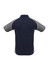 A navy blue short sleeve polo shirt featuring grey accents and a logo on the front.