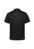 A black men's short sleeve polo shirt with a simple design and subtle branding on the back and sleeves.