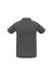 A grey men's short sleeve polo shirt featuring contrasting trim and a collar, with a logo on the chest.