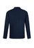 A navy long sleeve polo shirt with a simple design and a logo on the chest area.