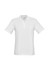 A white polo shirt with a collar and short sleeves, featuring a logo on the chest.
