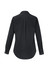 A women's long sleeve button-up shirt in dark grey, featuring a pleat detail at the back and a collar.