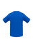 A blue short sleeve tee with a raglan style and a plain back. Features a logo.