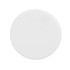A round, white silicone jar opener with a smooth surface and a minimalist design. It features a logo.
