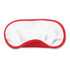 A red eye mask with a white surface for customizable printing.