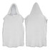 A white adult hooded towel with a grey trim, featuring a large hood and a poncho-style design.