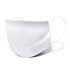 A reusable face mask in a plain white design, featuring ear loops and a soft texture, with branding visible.
