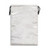 A large satin gift bag in white, featuring a drawstring closure and a smooth finish.