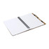 A Kraft notebook with a spiral binding, featuring blank lined pages and a pen attached on the side.