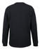 A black long-sleeve T-shirt is displayed, featuring a simple design and a logo on the back.
