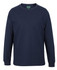 A long-sleeve navy T-shirt with a round neckline and a logo. Suitable for casual wear.