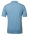 A light blue polo shirt viewed from the back, featuring short sleeves and a collar. The shirt has a logo.