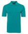 A teal polo shirt featuring a classic collar and three-button placket, with a brand logo on the label.