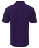 A purple polo shirt featuring a collar and short sleeves, with a logo on the back.