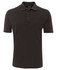 A dark green polo shirt with a three-button placket and short sleeves, featuring a logo on the chest.