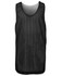 A black mesh singlet featuring a breathable design and a classic sleeveless style. It has a logo on the front.