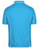A blue polo shirt featuring white piping along the seams and a collar. The view shows the back of the shirt.