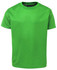 A green T-shirt with a simple design and a logo on the label at the neckline.