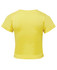 A yellow infant t-shirt featuring short sleeves and a round neckline, with a logo on the back.