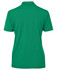 A green polo shirt with a classic collar, featuring a logo on the back.