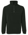 A dark green polar fleece jumper with a half zip and a raised collar, featuring a logo on the chest.