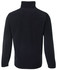 A black polar fleece jumper featuring a half zip and a high collar. Includes a logo on the garment.