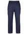 Navy unisex cargo pants with an elastic waistband and side pockets, featuring a logo. Suitable for scrub bottoms.