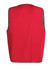 A red work vest with grey accents and a logo on the back, designed for professional use.