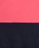 A polar fleece garment featuring a pink upper section and a navy lower section, with a logo present.